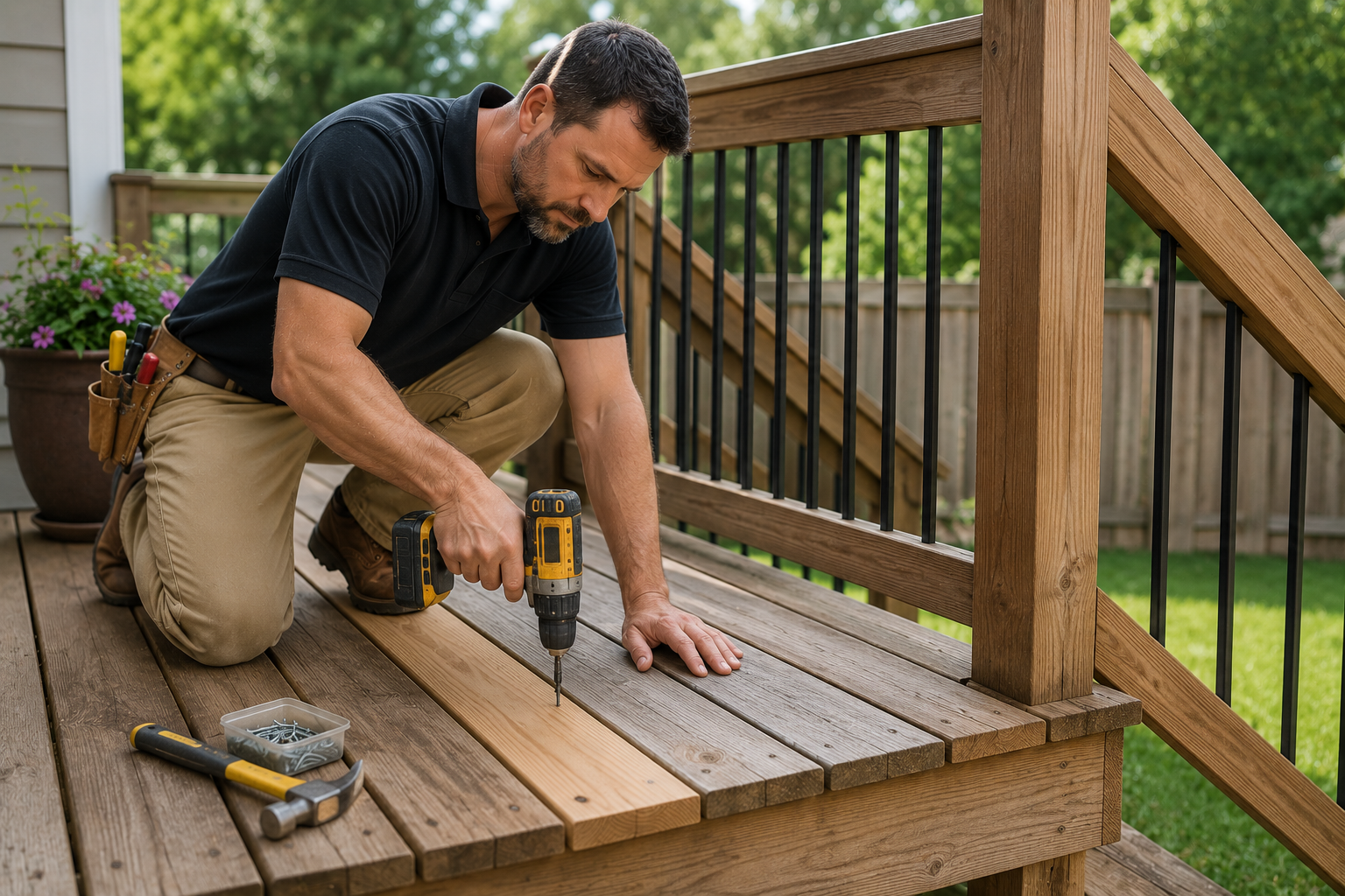 Professional deck and fence repair by Trinity Handyman